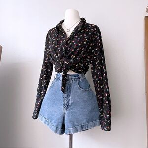 Paint Stroke Abstract Black Long Sleeve Top